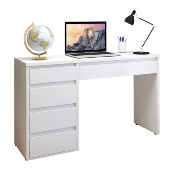 Escrivaninha 5 Gavetas 100% MDF   Branco - Image 13