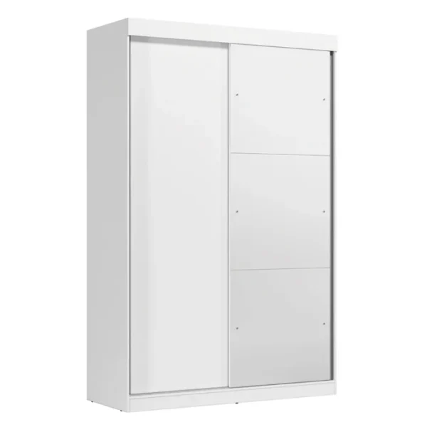 Guarda-Roupa Solteiro 2 Portas de Correr 2 Gavetas e Espelho Peônia Branco - Image 2