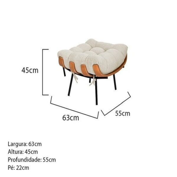 Poltrona com Puff Linho Bege - Image 5