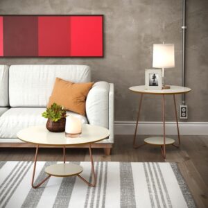 Conjunto Mesa de Centro e Lateral Liz Off White