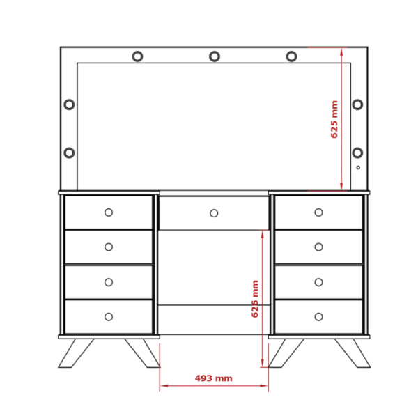 Penteadeira Camarim Eloá com Gavetas, Mesa de Maquiagem, Espelho com Luz e Banqueta - Image 7