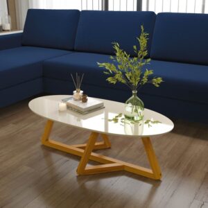 Mesa de Centro Off White com Amêndoa Classic