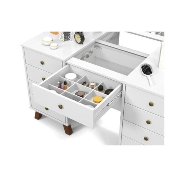 Penteadeira Camarim Eloá com Gavetas, Mesa de Maquiagem, Espelho com Luz e Banqueta - Image 2