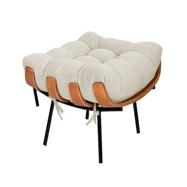 Poltrona com Puff Linho Bege - Image 3