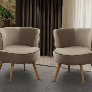 Kit 2 Poltronas Para Sala Decorativa Estofados Capuccino