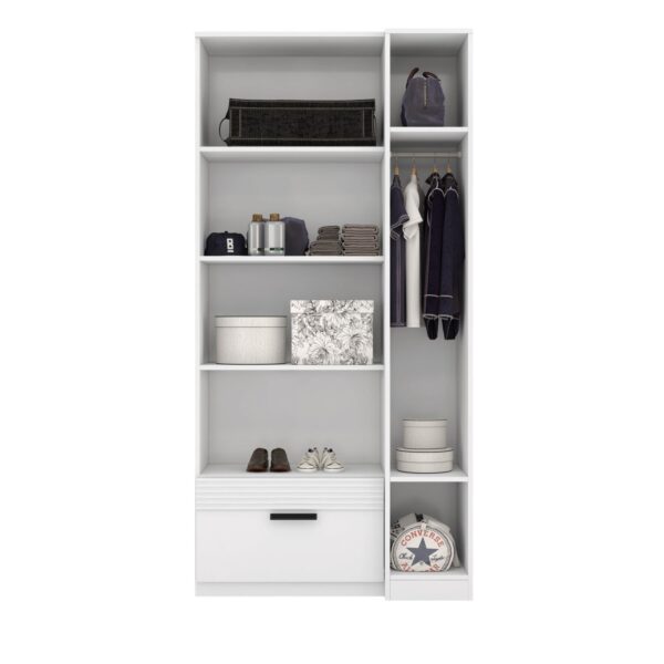 Guarda Roupa Solteiro com Espelho 2 Portas 1 Gaveta Capri  Branco - Image 2