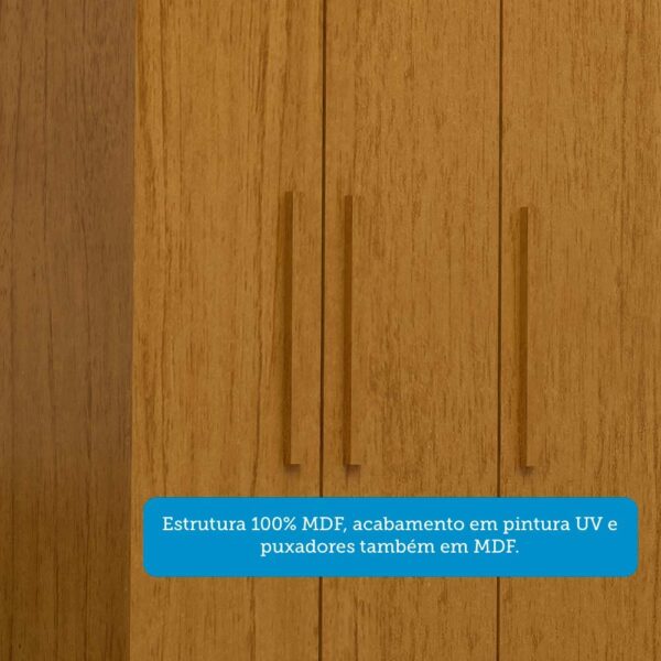 Guarda-roupa Solteiro 82,60cm 3 Portas 100% Mdf Papoulas Espresso Móveis Cinamomo - Image 6