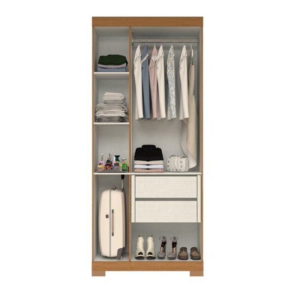 Guarda-roupa Solteiro 82,60cm 3 Portas 100% Mdf Papoulas Espresso Móveis Cinamomo/Off White - Image 3