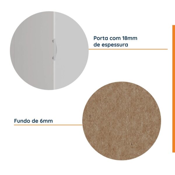 Guarda-Roupa Modulado Solteiro com Mesa de Cabeceira 7 Portas 3 Peças Hera CabeCasa MadeiraMadeira Louro/Branco Geada/Cromado - Image 4