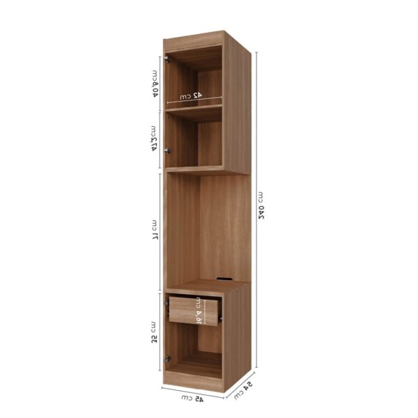 Guarda-Roupa Modulado Solteiro com Mesa de Cabeceira 7 Portas 3 Peças Hera CabeCasa MadeiraMadeira Louro/Branco Geada/Cromado - Image 11