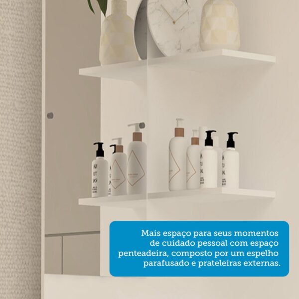 Guarda Roupa Solteiro 110cm 2 Portas e 4 Gavetas com Espelho Flex Color 100% Mdf Melissa  Branco/Rosa/Azul/Lilás - Image 11