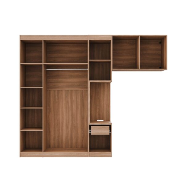 Guarda-Roupa Modulado Solteiro com Mesa de Cabeceira 7 Portas 3 Peças Hera CabeCasa MadeiraMadeira Louro/Branco Geada/Cromado - Image 7