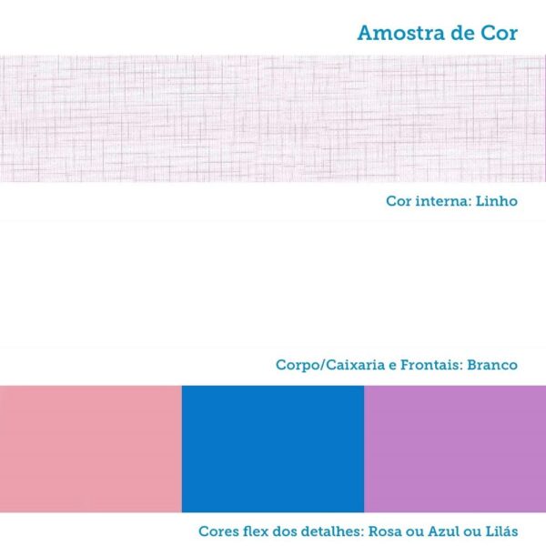 Guarda Roupa Solteiro 110cm 2 Portas e 4 Gavetas com Espelho Flex Color 100% Mdf Melissa  Branco/Rosa/Azul/Lilás - Image 7